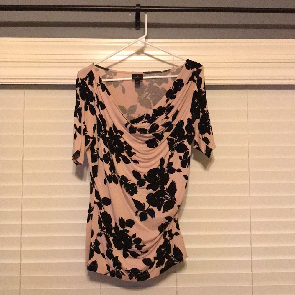 Size small drape neck top - pink and black